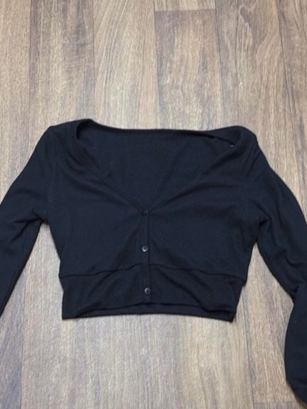 ALO Yoga Black Cropped Button-Front Top